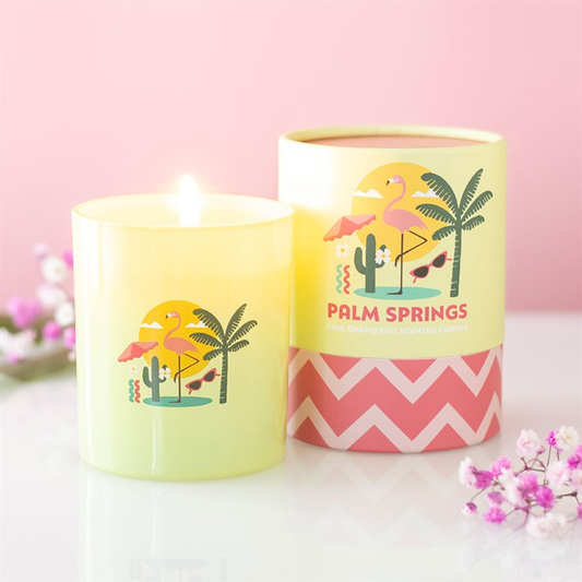 Palm Springs Pink Grapefruit Scented Candle | Zesty Retro Home Fragrance Candle | Summer Gift