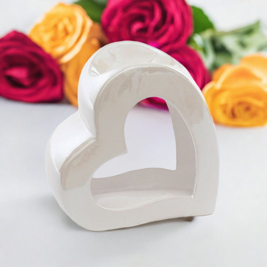 13cm White Heart Oil and Wax Burner