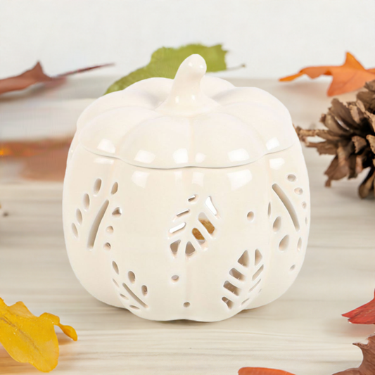 Off White Autumn Leaves Pumpkin Oil Burner
