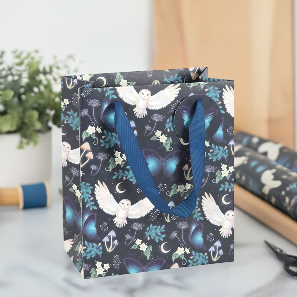 23cm Midnight Forest Owl Print Gift Bag