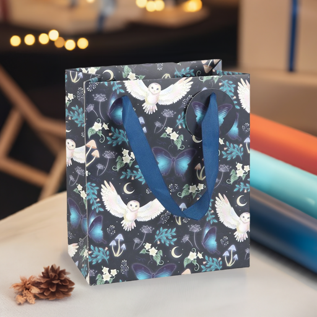 23cm Midnight Forest Owl Print Gift Bag