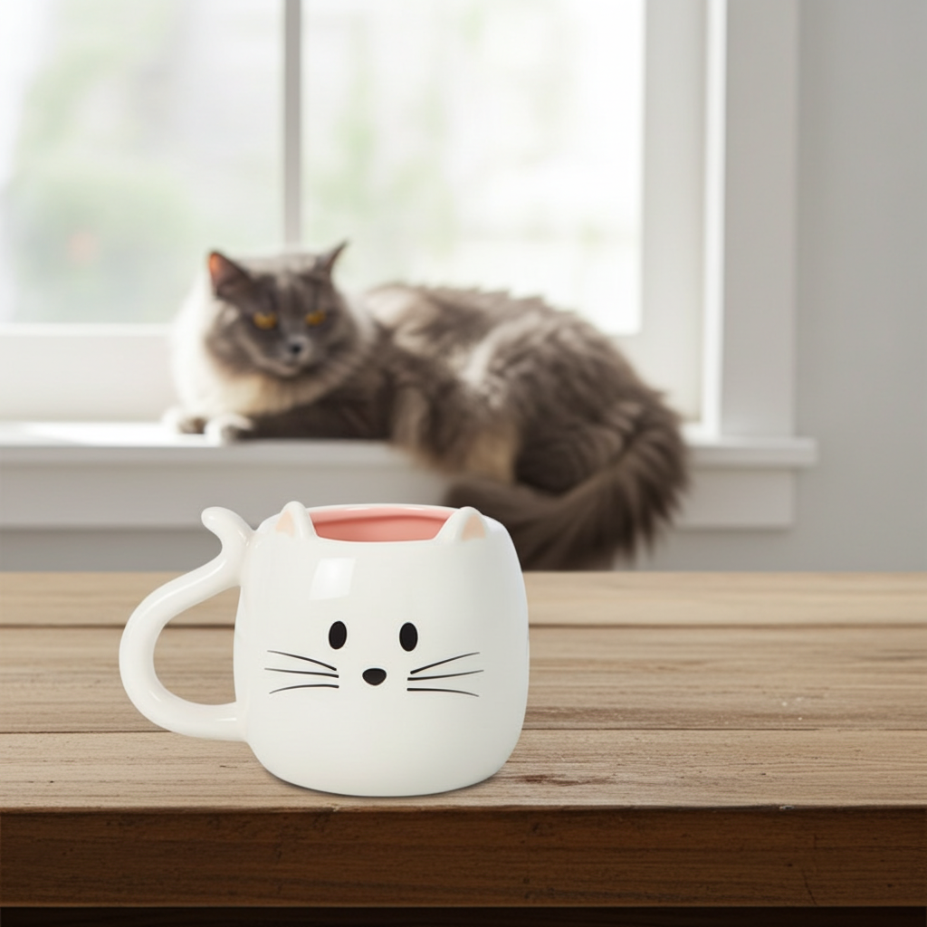 White Cat Shaped Mug