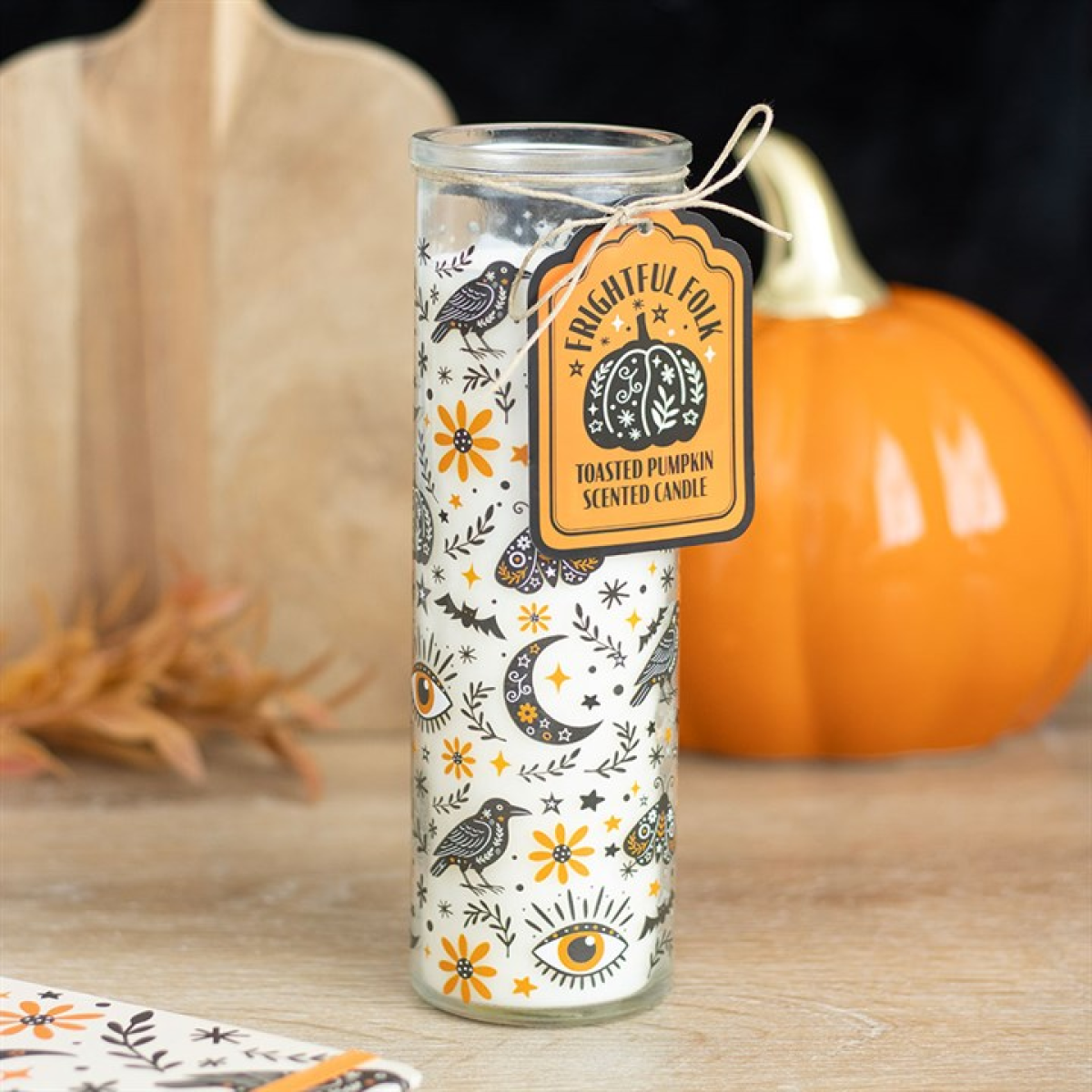 Frightful Folk Print Toasted Pumpkin Scented Tube Candle