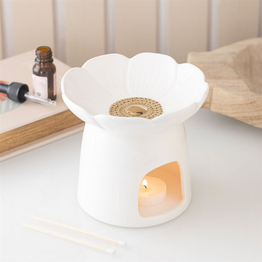 Peony Ceramic Oil Burner & Wax Warmer | Floral Home Fragrance | Botanical Décor Gift