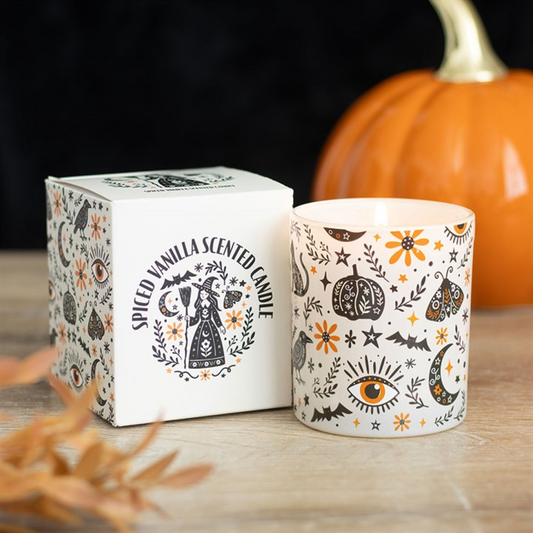 Frightful Folk Print Spiced Vanilla Scented Candle | Autumn Gift Box Candle