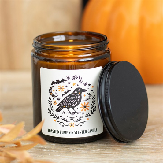 Frightful Folk Raven Toasted Pumpkin Scented Candle | Autumn Halloween Apothecary Candle