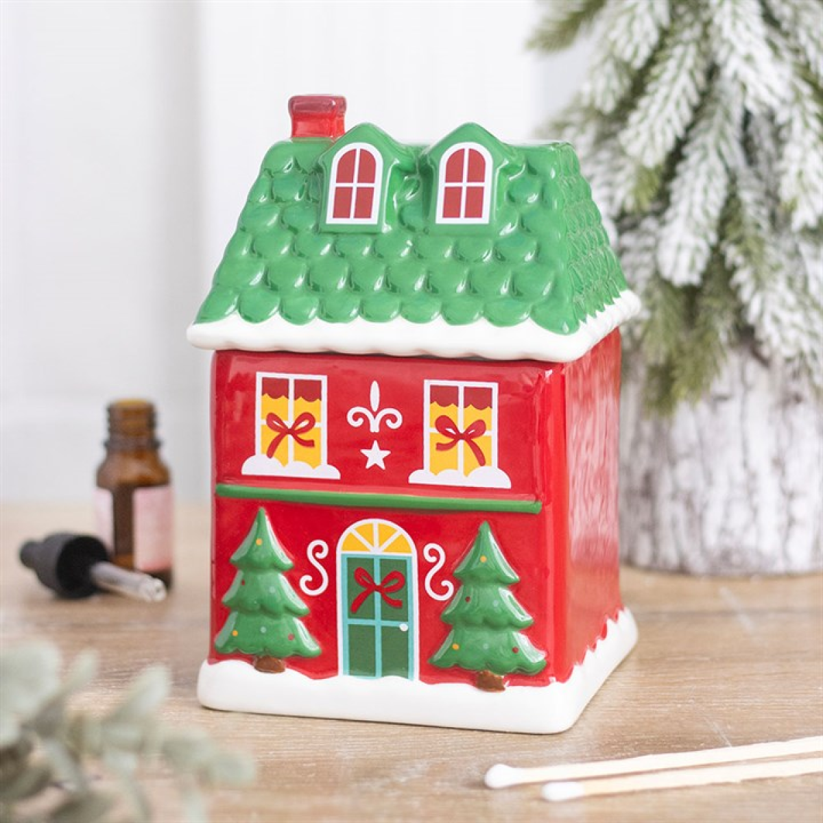 Red Christmas House Oil Burner