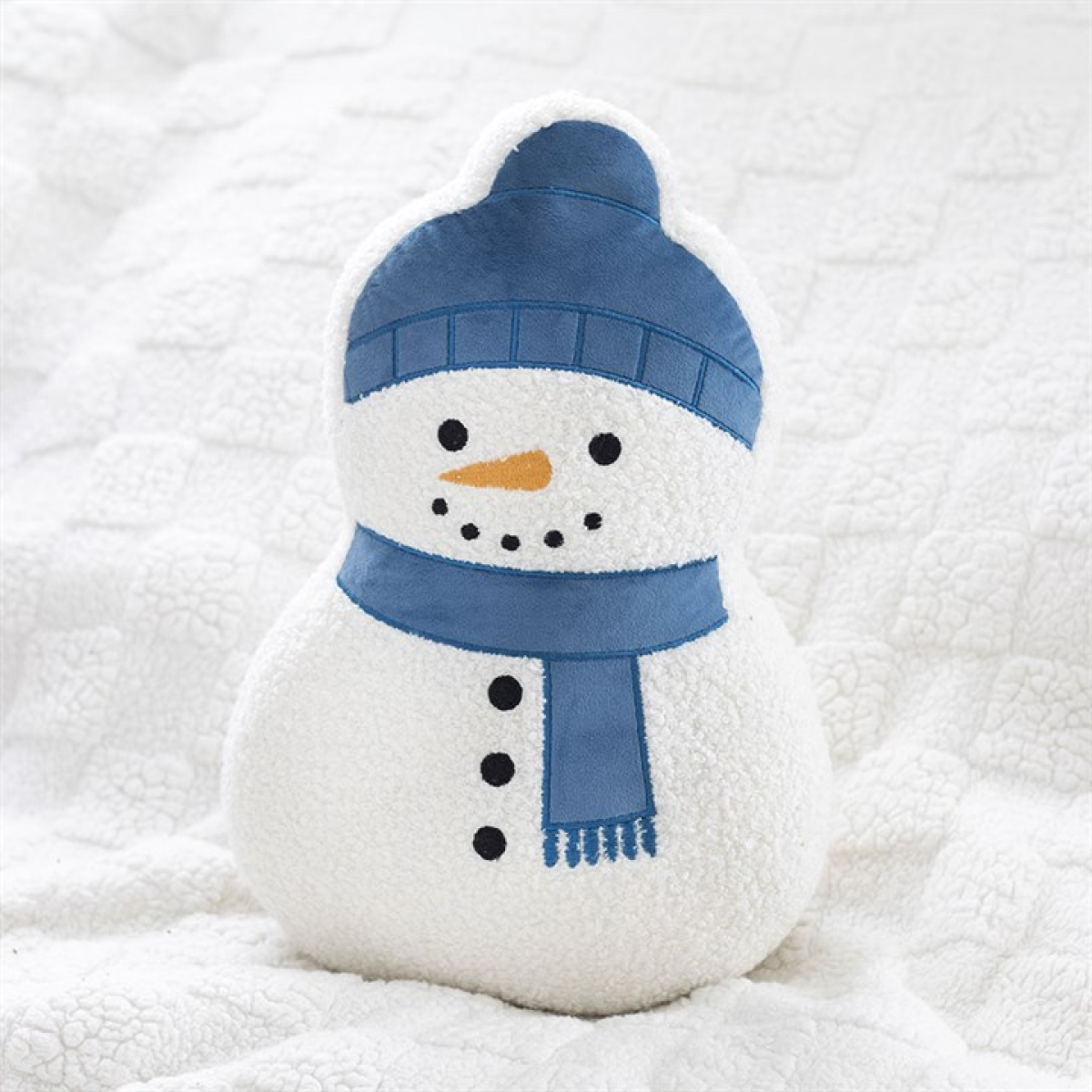 Snowman Shaped Bouclé Cushion | Festive Christmas Cushion