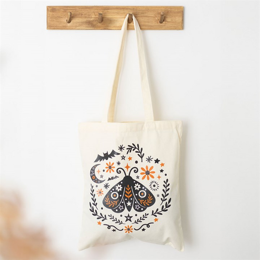 Folk Moth Tote Bag | Cottagecore Nature-Inspired Bag