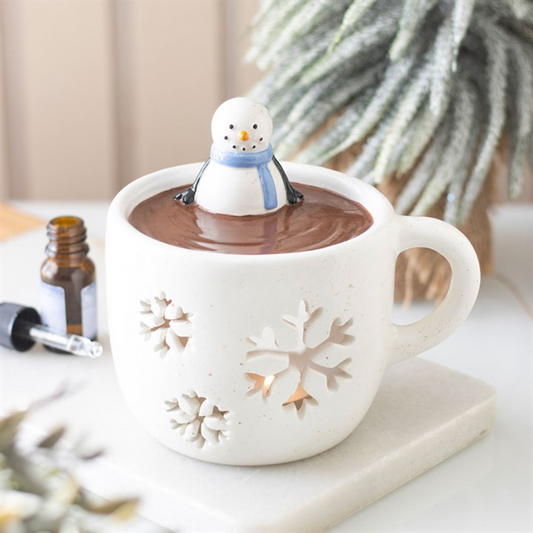 Snowman Hot Chocolate Ceramic Oil Burner & Wax Warmer | Christmas Home Fragrance