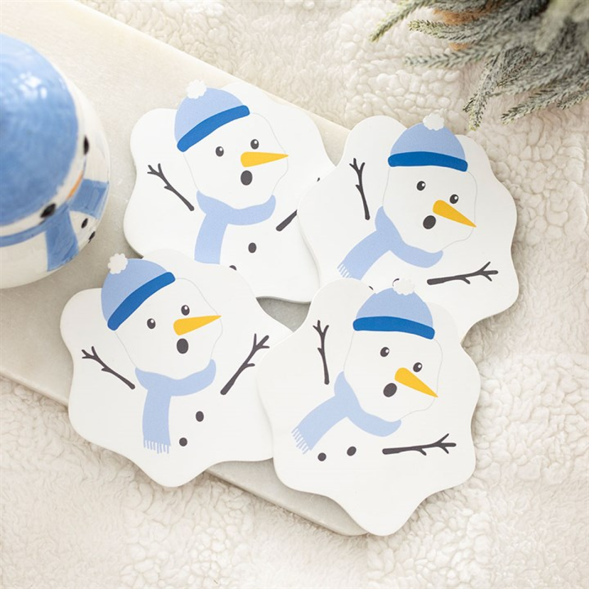 Melting Snowman Coaster Set | Set of 4 Festive MDF Christmas Coasters