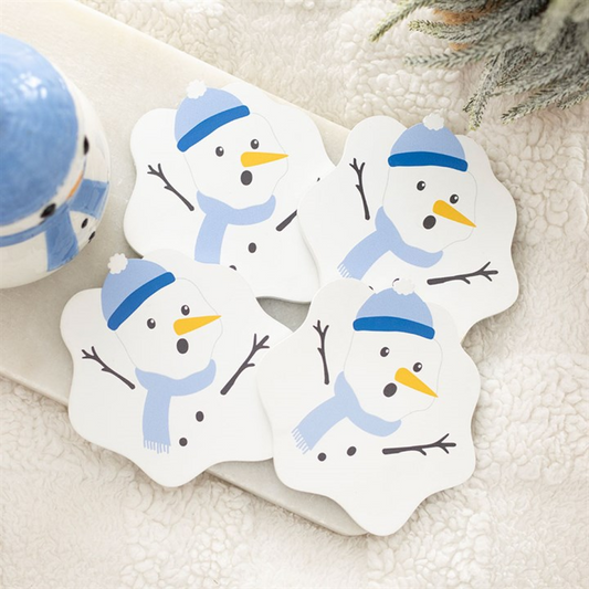 Melting Snowman Coaster Set | Set of 4 Festive MDF Christmas Coasters