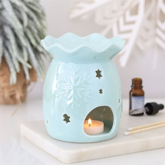 Iridescent Blue Snowflake Oil Burner & Wax Warmer | Winter Home Fragrance