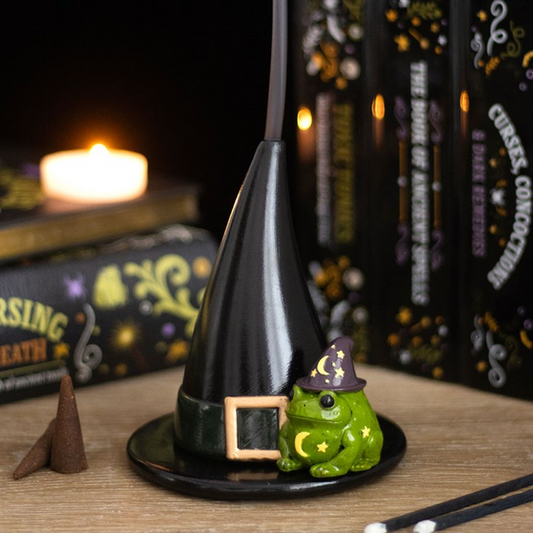 Magic Toad & Witch Hat Incense Cone Holder | Halloween Witchy Home Décor