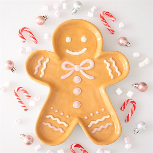 Sugarplum Bakery Gingerbread Man Ceramic Serving Plate | Christmas Tableware