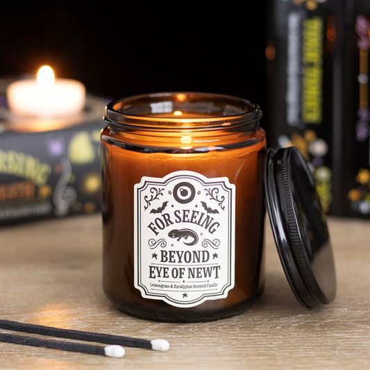 Eye of Newt Lemongrass & Eucalyptus Scented Candle | Witchy Halloween Apothecary Candle