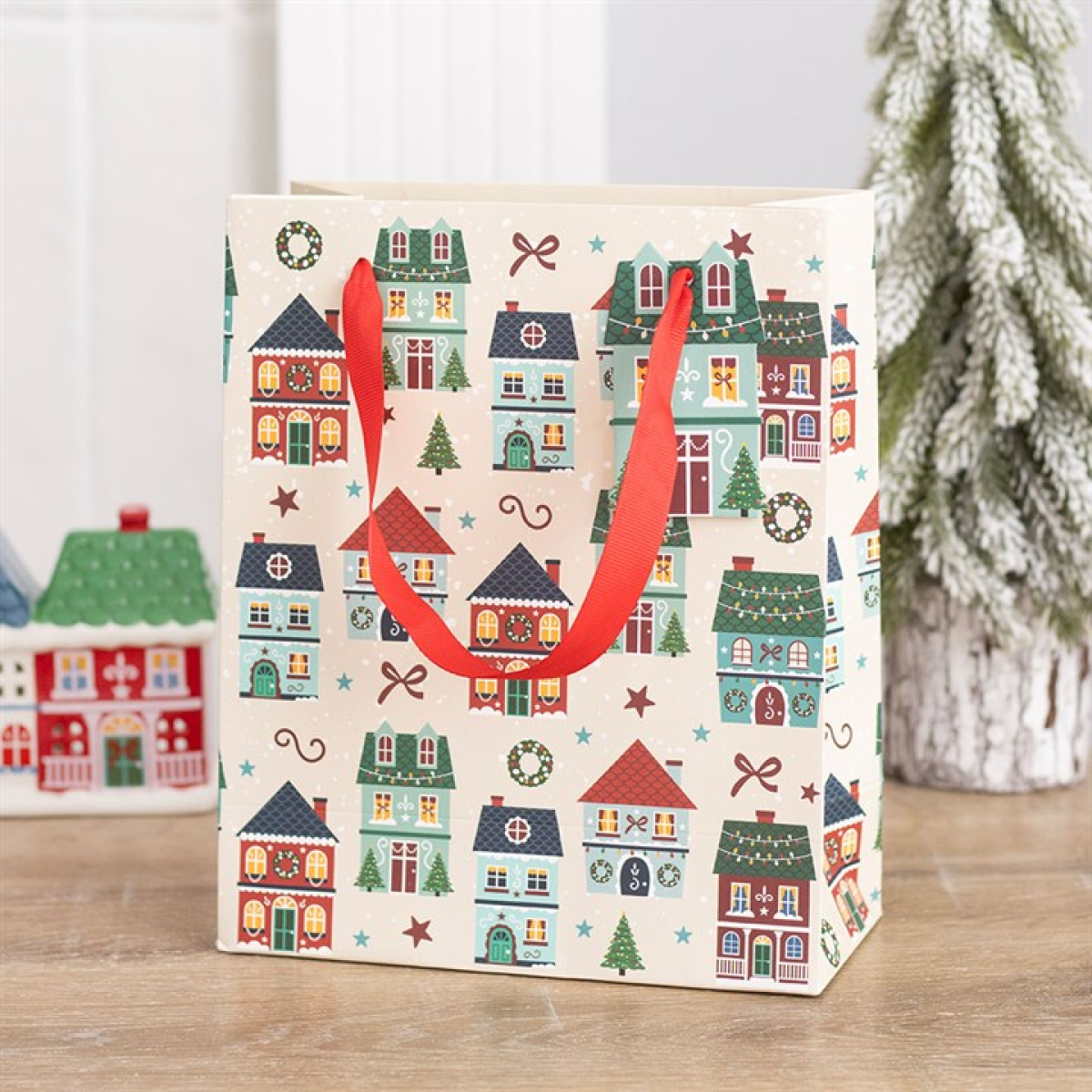 Christmas Street Print Gift Bag