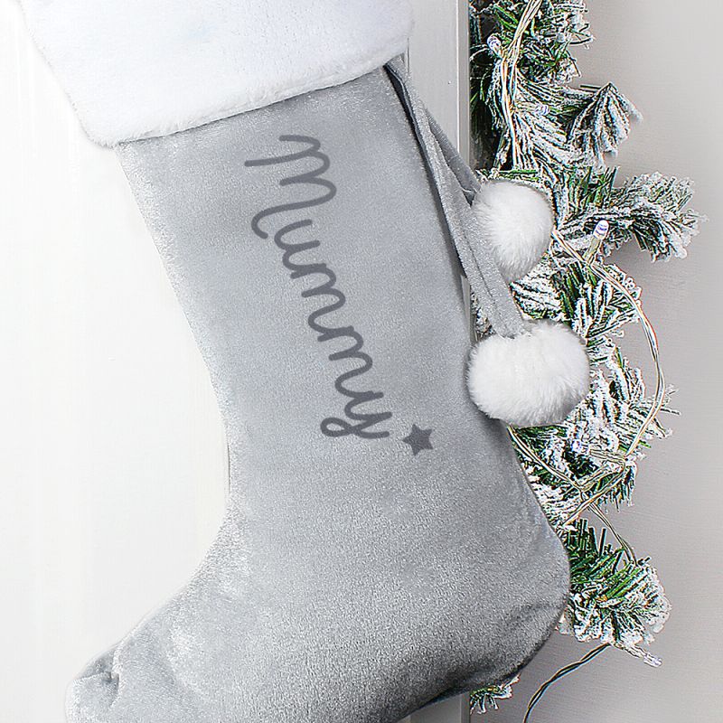 Personalised Name Only Silver Grey Stocking