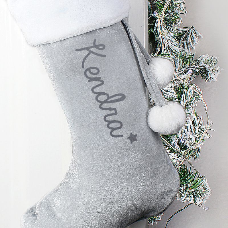 Personalised Name Only Silver Grey Stocking