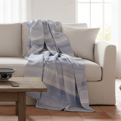 Blue Stripe Sherpa blanket