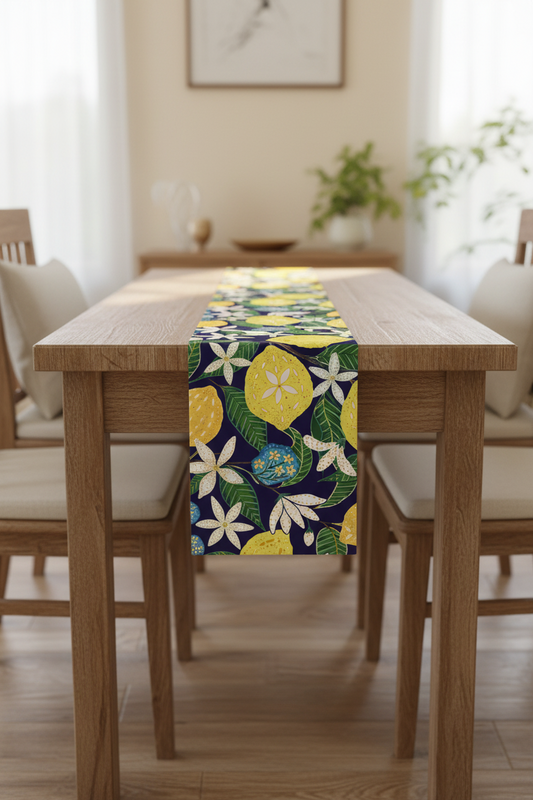 Lemon Flower Print Table runner