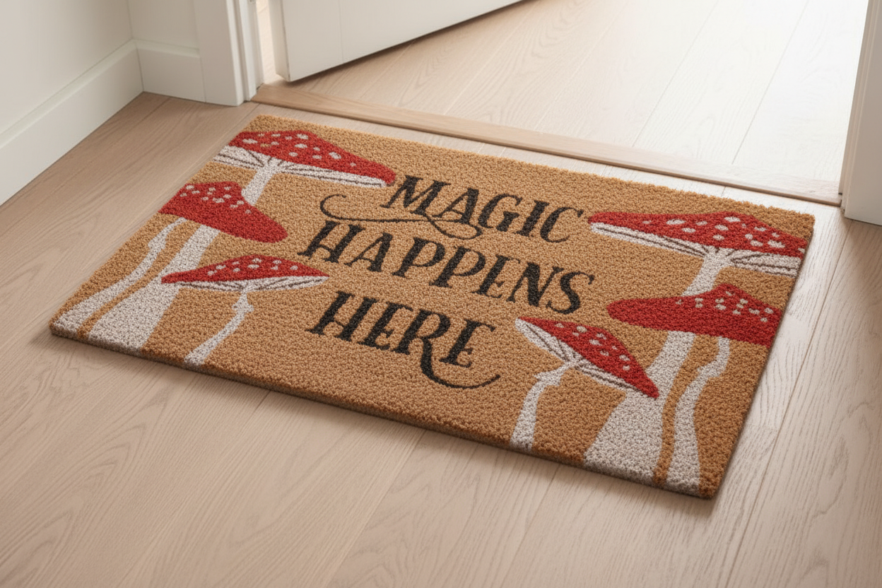 Natural Magic Happens Here Mushroom Doormat