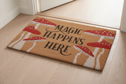 Natural Magic Happens Here Mushroom Doormat