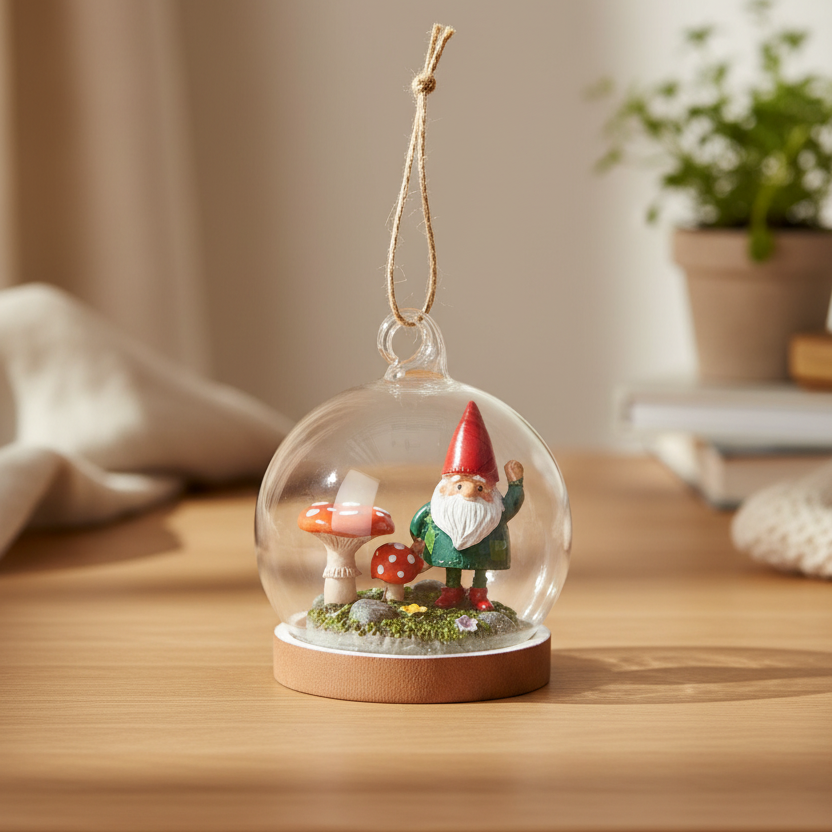 Gnome Glass Dome Hanging Decoration