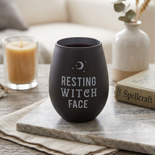 Resting Witch Face Stemless Wine Glass