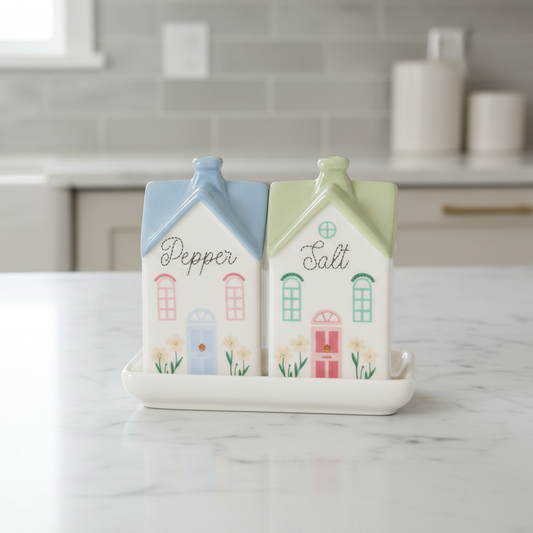 Pastel House Salt and Pepper Shakers | Quirky Cottagecore Kitchen Gift & Table Decor