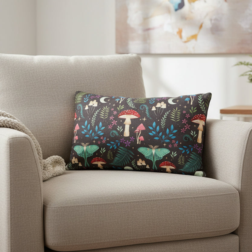 40cm Rectangular Dark Forest Print Cushion