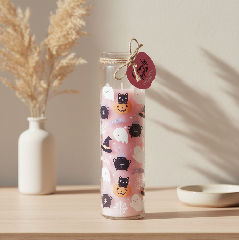 Pastel Halloween Candy Apple Tube Candle