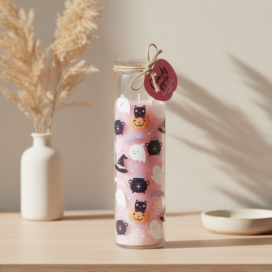 Pastel Halloween Candy Apple Tube Candle