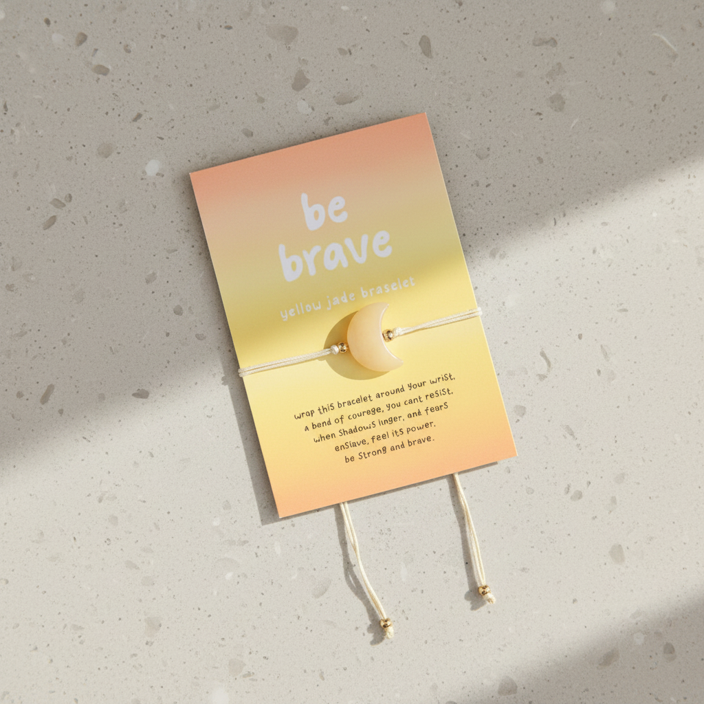 Be Brave Yellow Jade Crystal Moon Bracelet