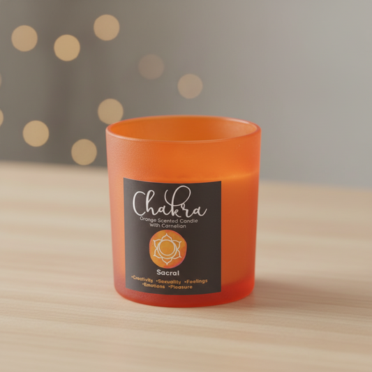 Sacral Chakra Orange Crystal Chip Candle