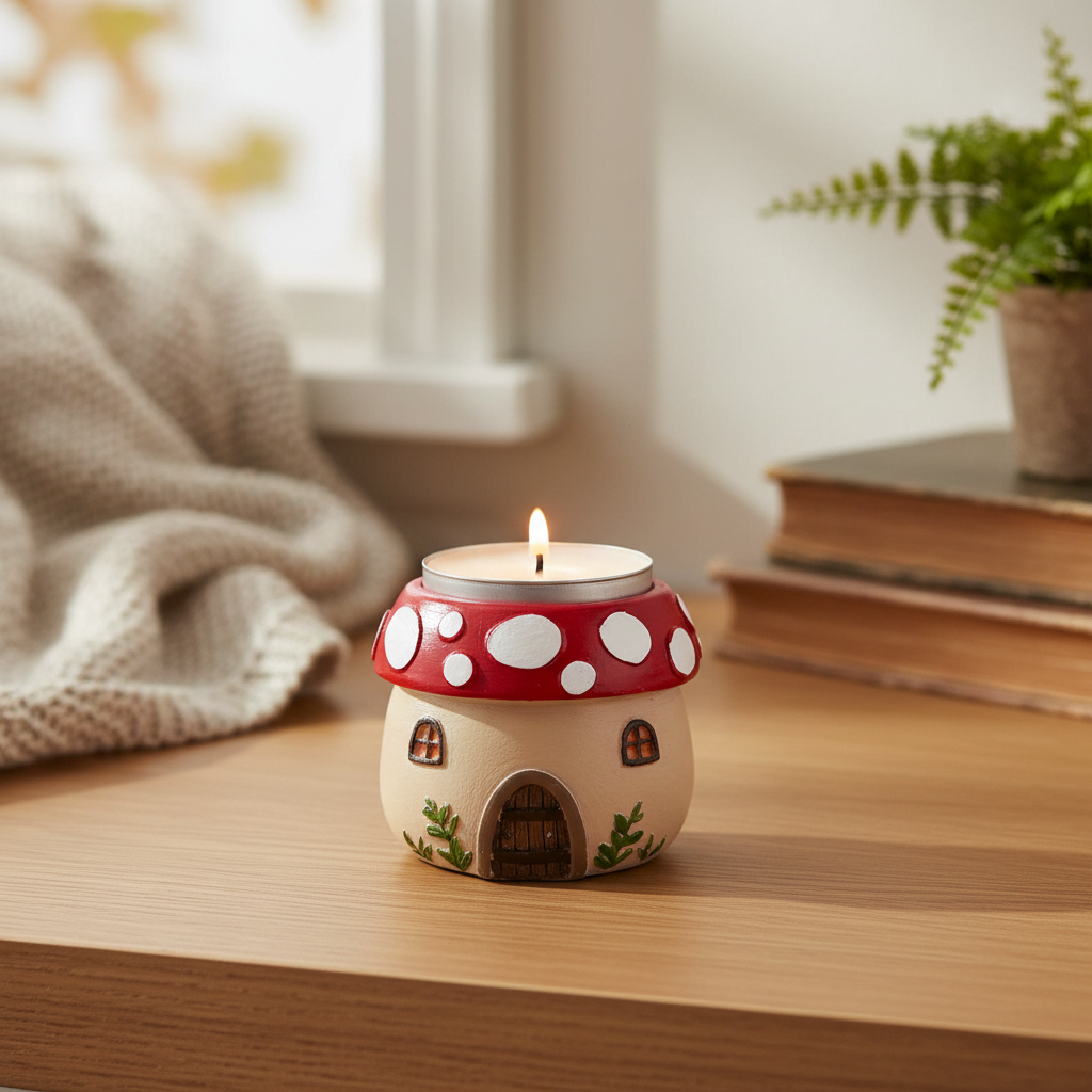 Mushroom House Resin Tealight Holder