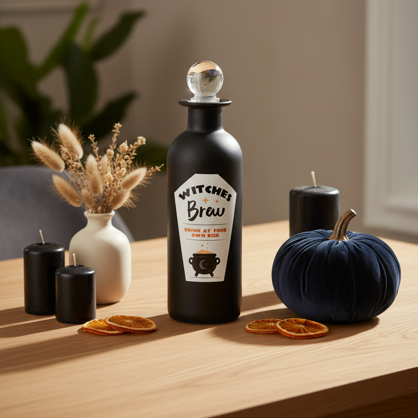 Decorative Witches Brew Glass Potion Bottle