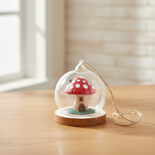 Mushroom House Glass Dome Hanging Decoration