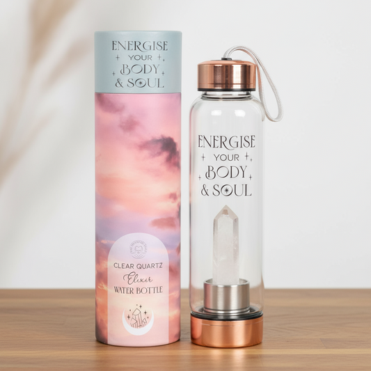Clear Quartz Body and Soul Glass Water Bottle