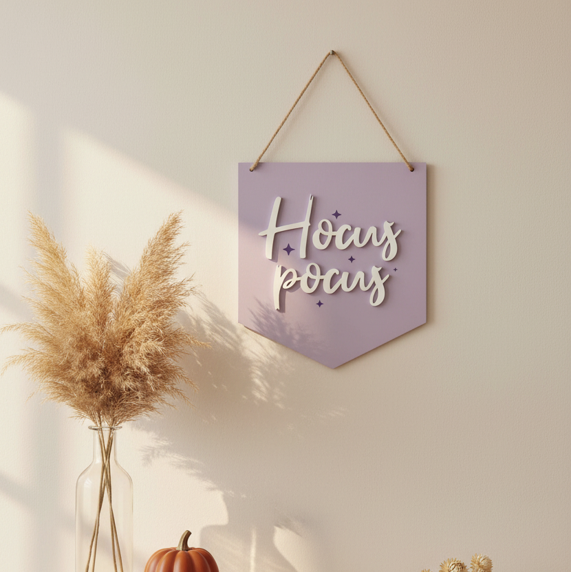 Purple Hocus Pocus Hanging Sign