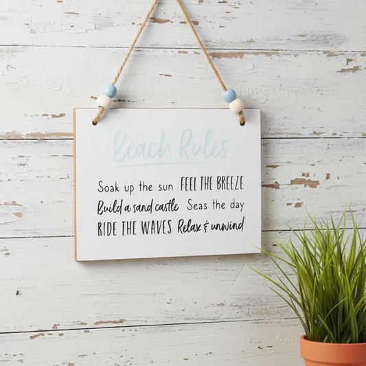 Beach Rules Hanging Sign