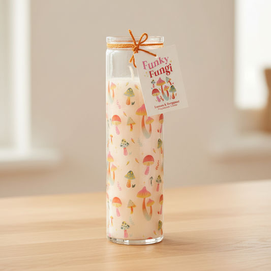 Funky Fungi Mushroom Print Tube Candle