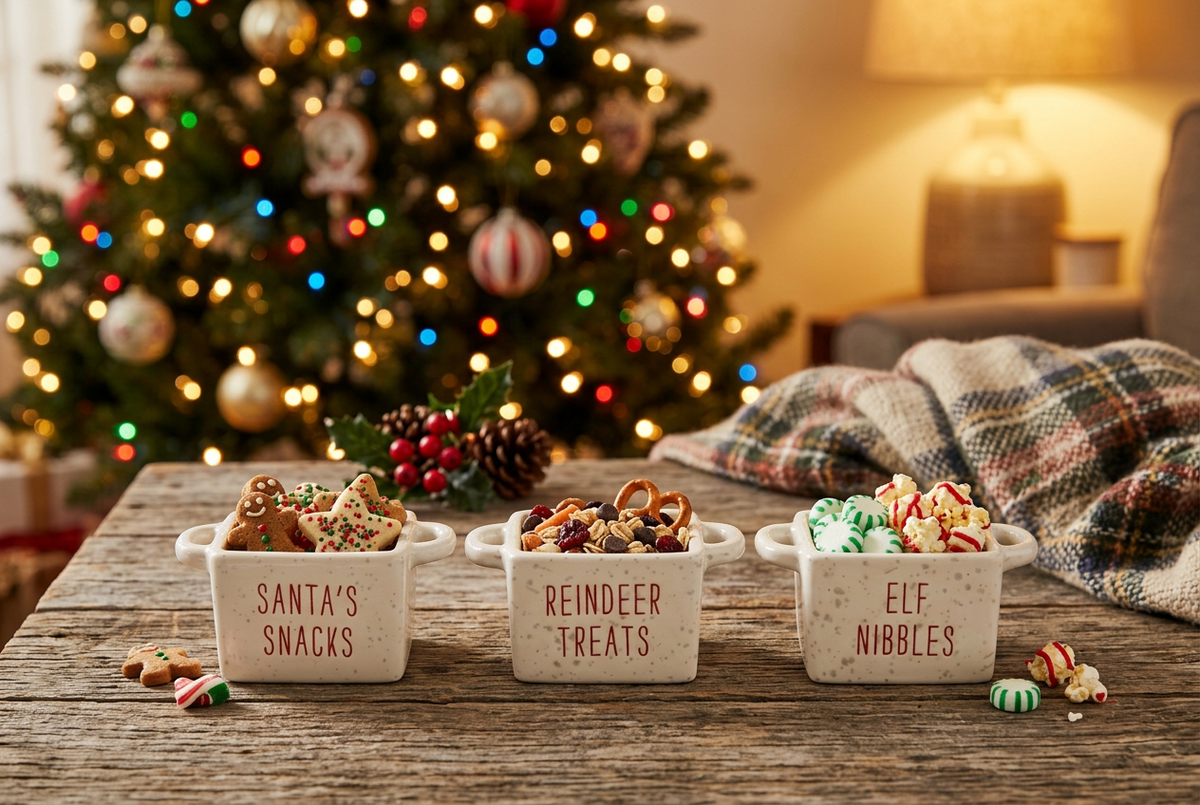 Set of 3 Ceramic Christmas Snack Bowls