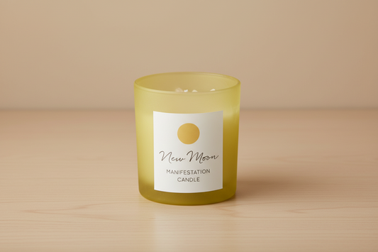 New Moon Wild Orange Manifestation Candle with Clear Quartz
