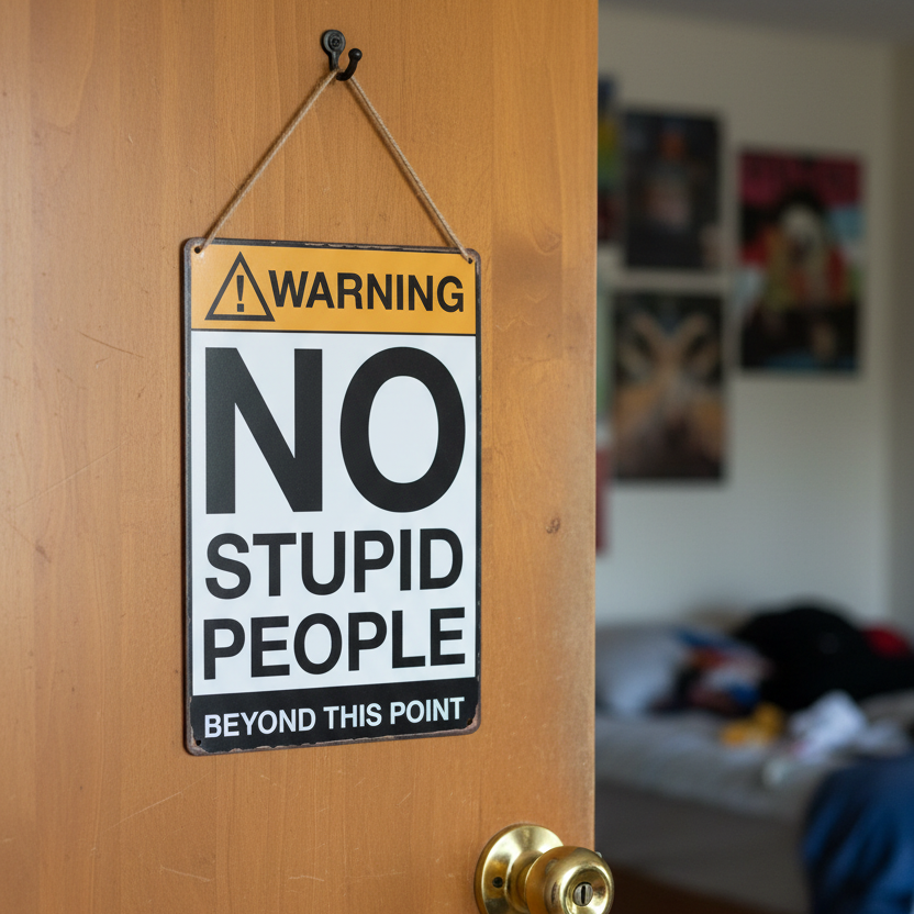 No Stupid People Metal Sign