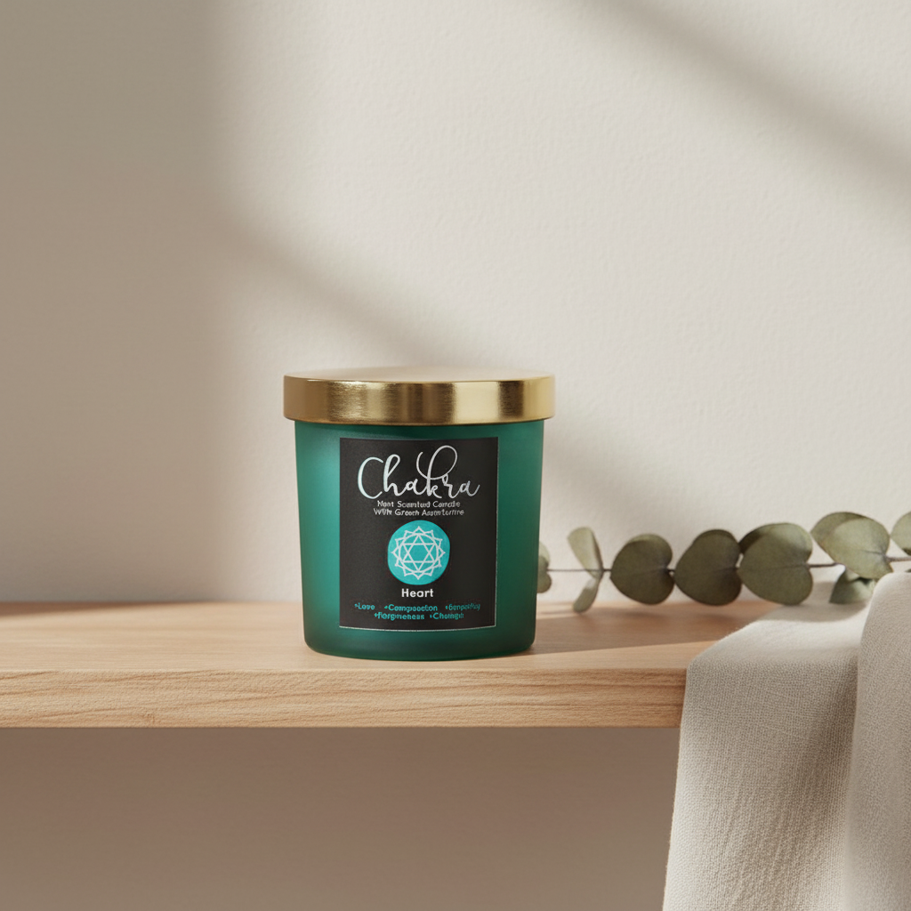 Heart Chakra Mint Crystal Chip Candle