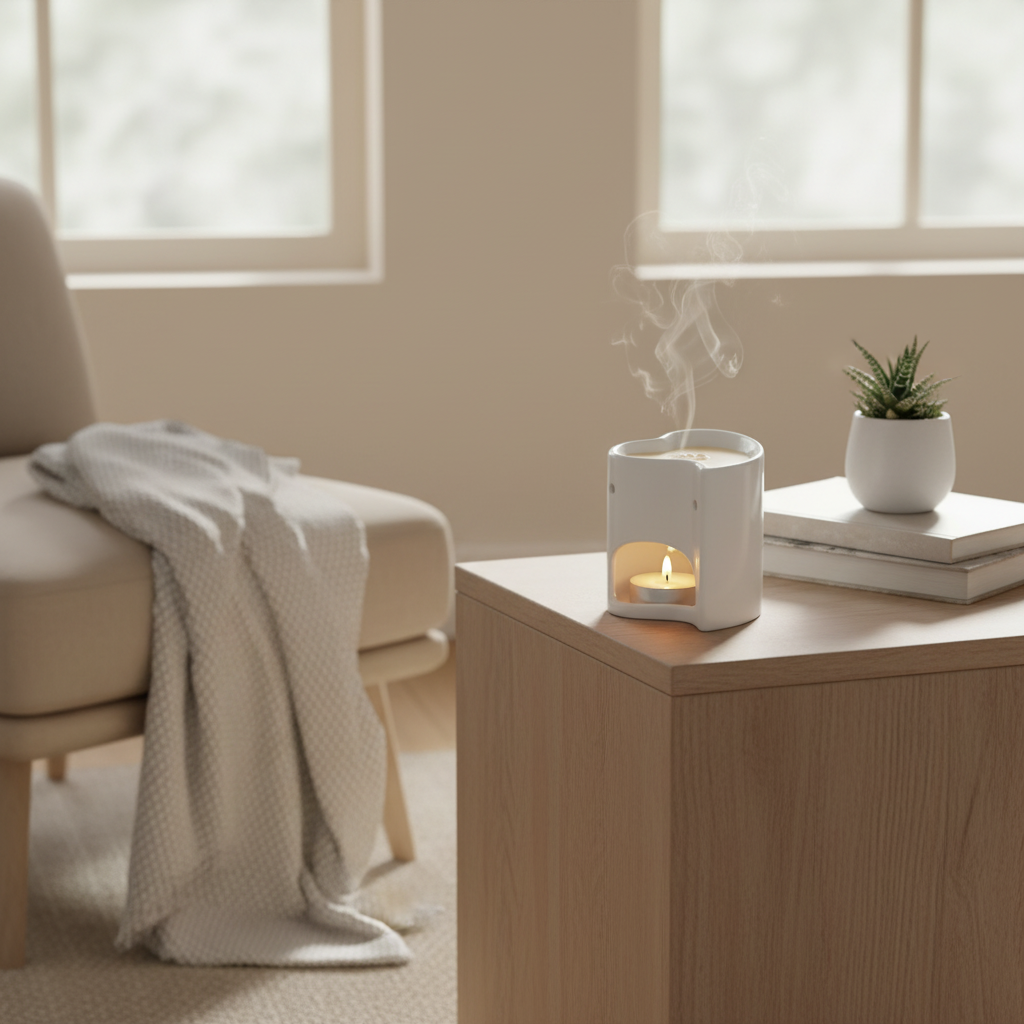 White Heart Oil Burner | Ceramic Wax Melt Burner & Home Fragrance Gift