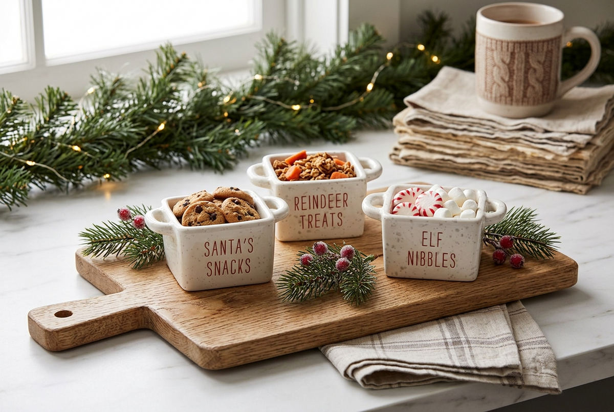 Set of 3 Ceramic Christmas Snack Bowls