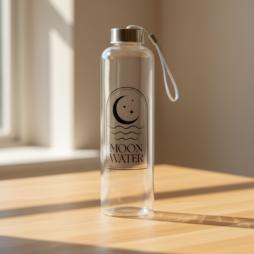 Moon Water Glass Water Bottle