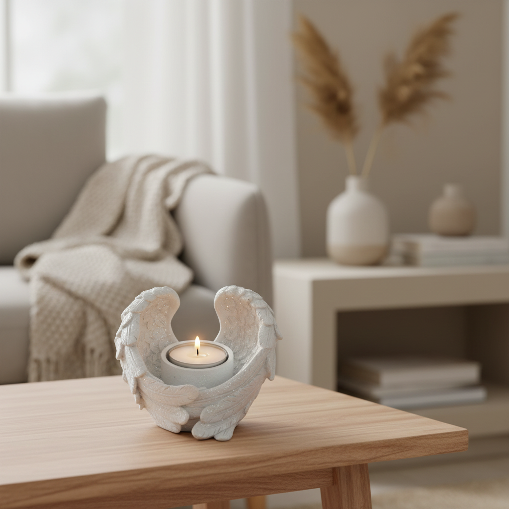 Glitter Angel Wing Candle Holder